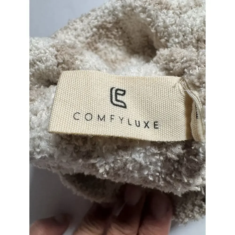 ComfyLuxe Kids Beige Fleece Beanie Winter Hat Soft Stretch One Size NWT